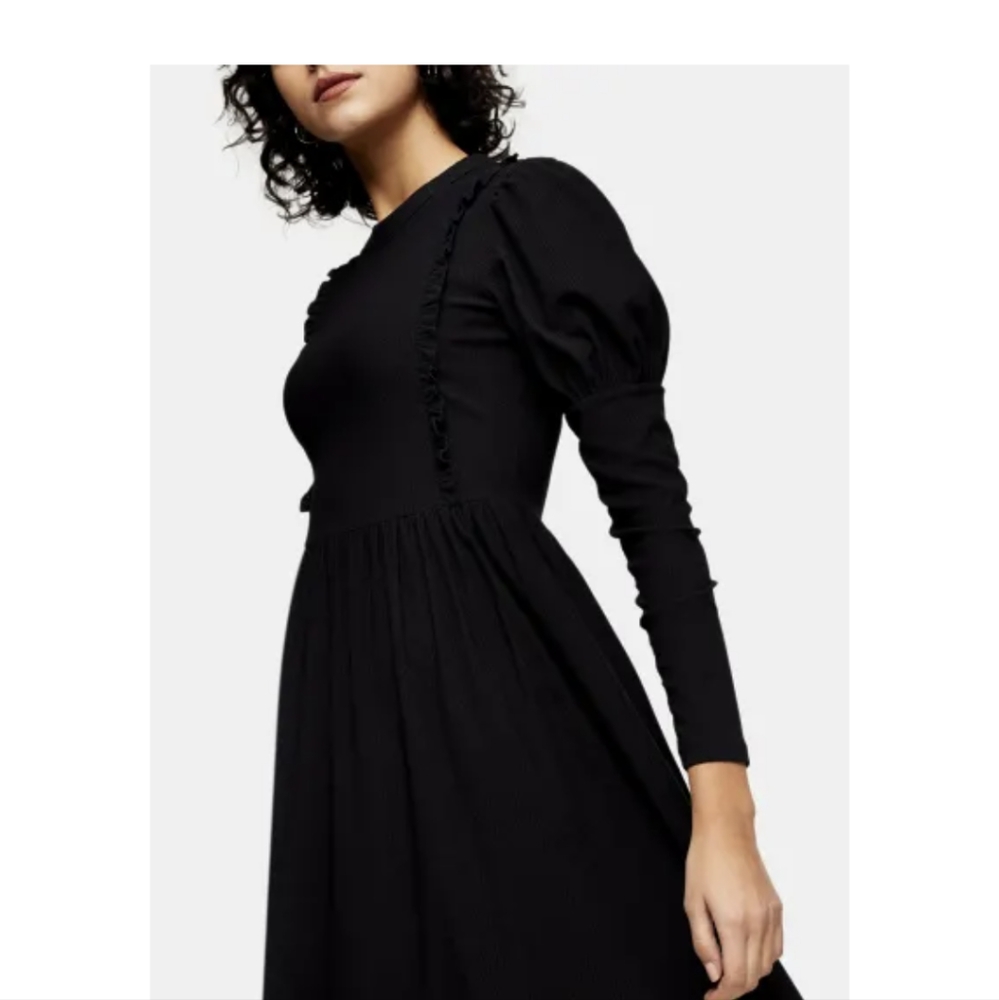 Topshop high collar ruffle midi dress